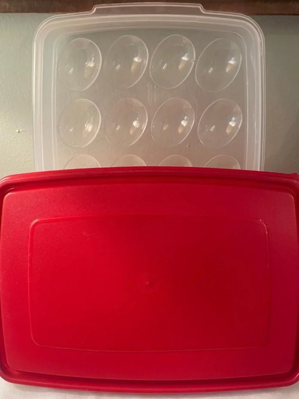 Rubbermaid Deviled Egg Carrier Container Easter Holidays Food Storage Red Clear